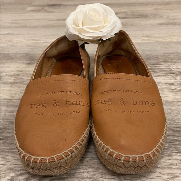 Rag & Bone Espadrille Loafers Flats in Cognac Tan Leather Size 9.5 Retails $375 - Picture 3 of 12